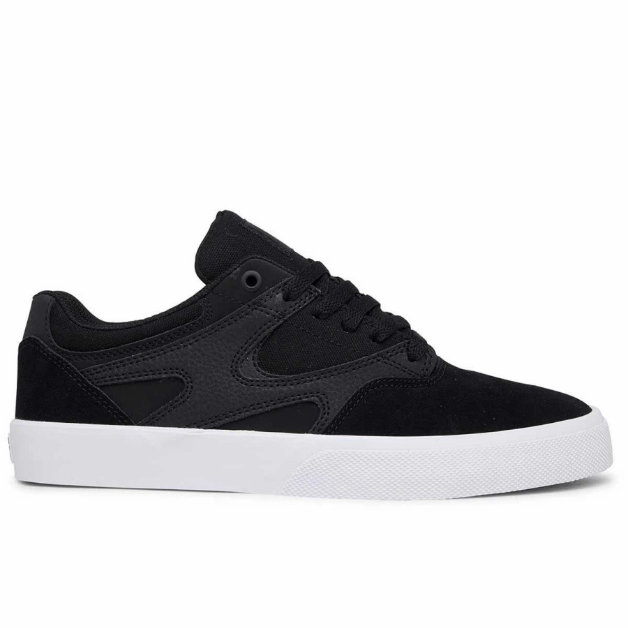 Shoes * | Dc Shoes Kalis Vulc S Leather Skate Shoes, Black/Black/White