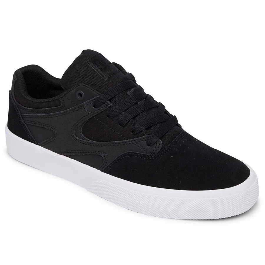 Shoes * | Dc Shoes Kalis Vulc S Leather Skate Shoes, Black/Black/White