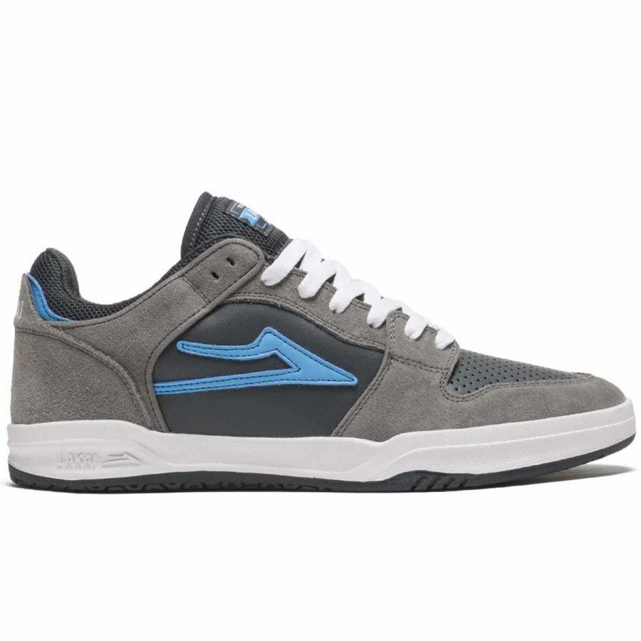 Shoes * | Lakai Telford Low Skate Shoes, Grey/Cyan Suede