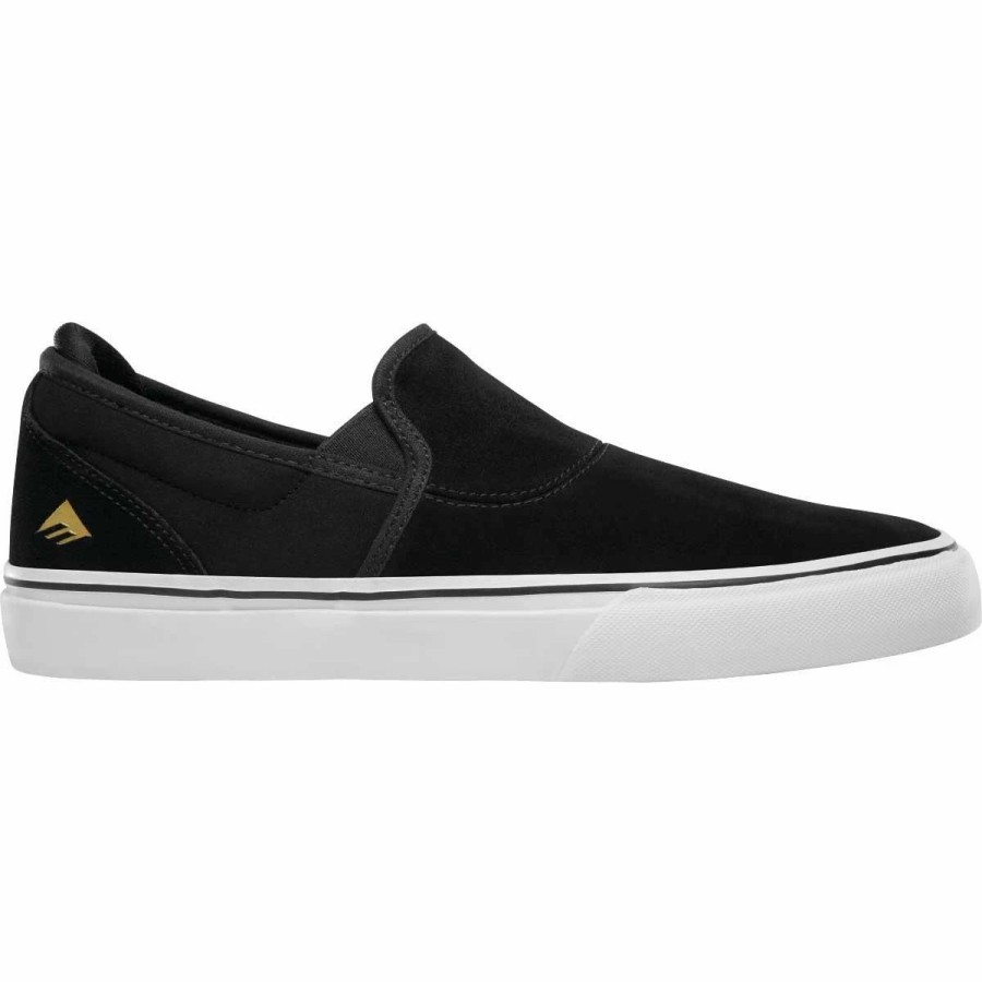 Shoes * | Emerica Wino G6 Slip-On Skate Shoes, Black/White/Gold