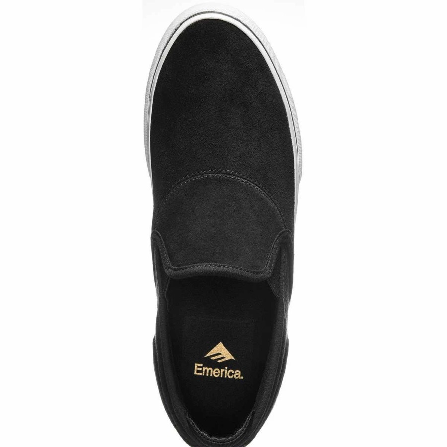 Shoes * | Emerica Wino G6 Slip-On Skate Shoes, Black/White/Gold