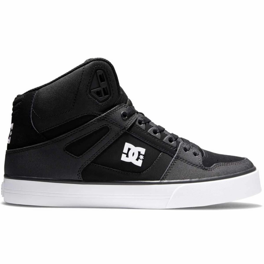 Shoes * | Dc Shoes Pure High Top Skate Shoes, Black/Black/White