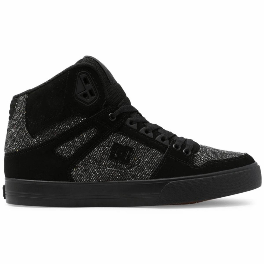 Shoes * | Dc Shoes Pure High-Top Skate Shoes, Black/Black/Battleship