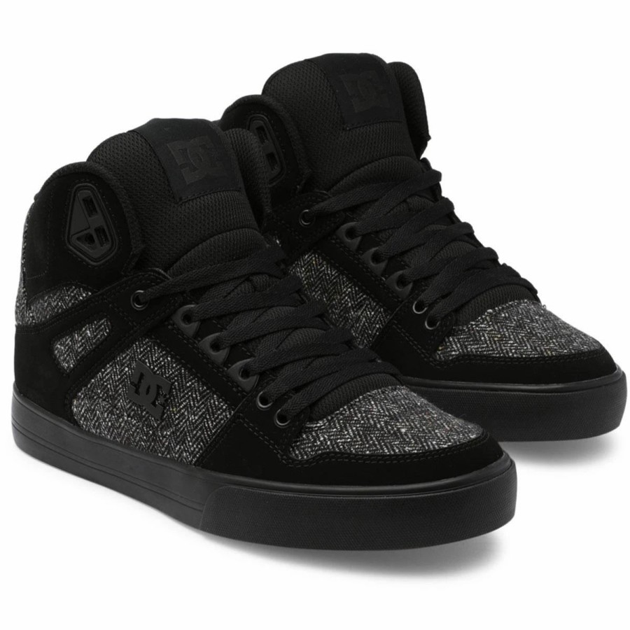 Shoes * | Dc Shoes Pure High-Top Skate Shoes, Black/Black/Battleship