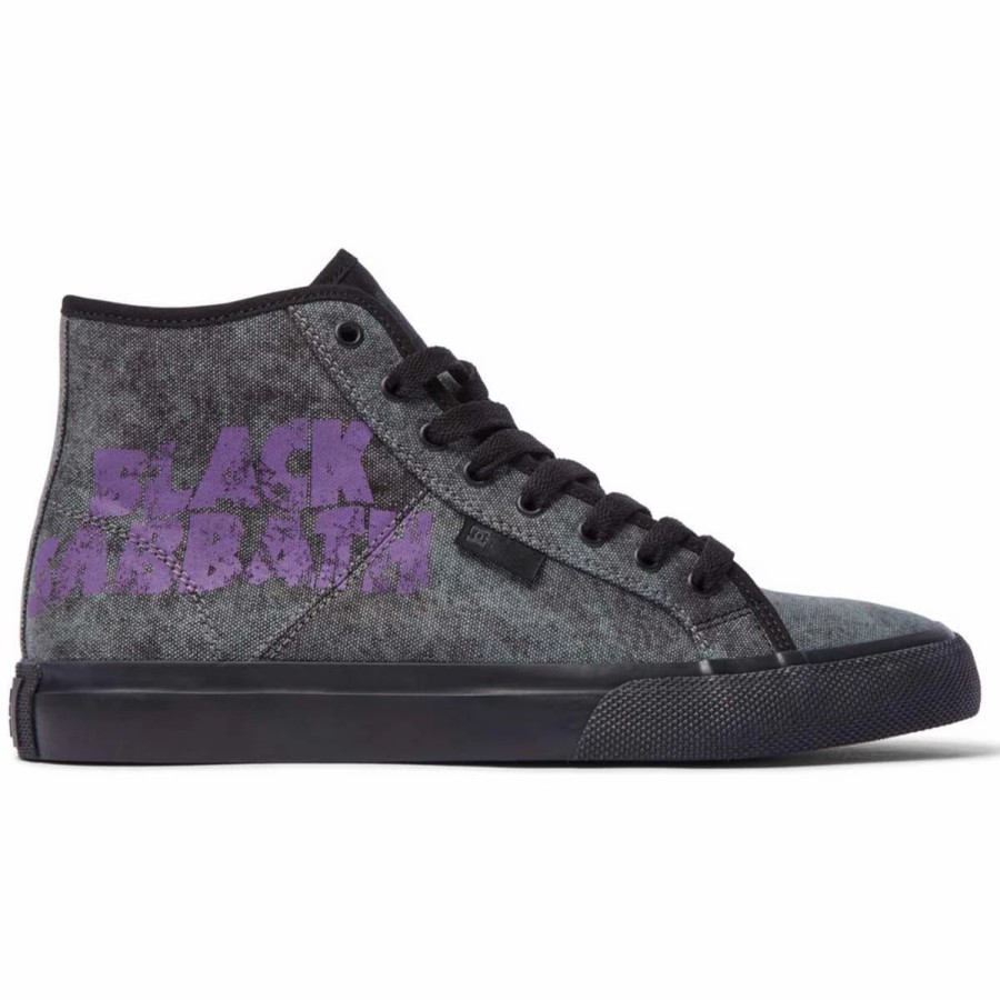 Shoes * | Dc Shoes Black Sabbath Manual High-Top Canvas Shoes, Black Wash-10.5