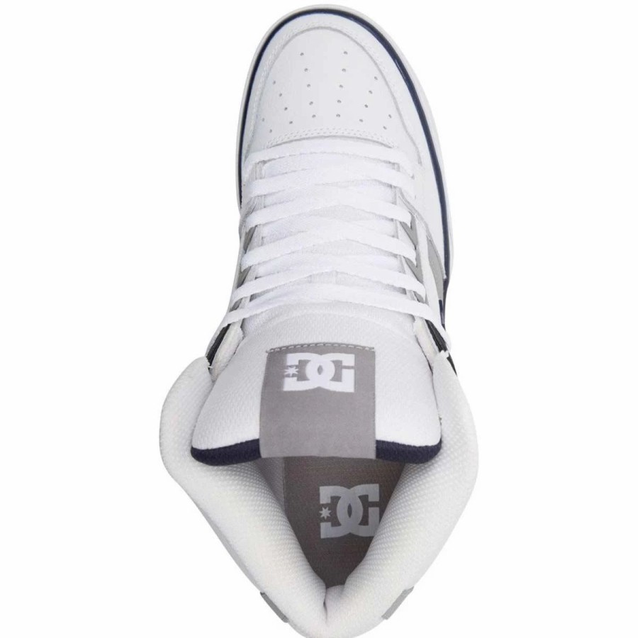 Shoes * | Dc Shoes Pure High Top Skate Shoes, White/Navy-9