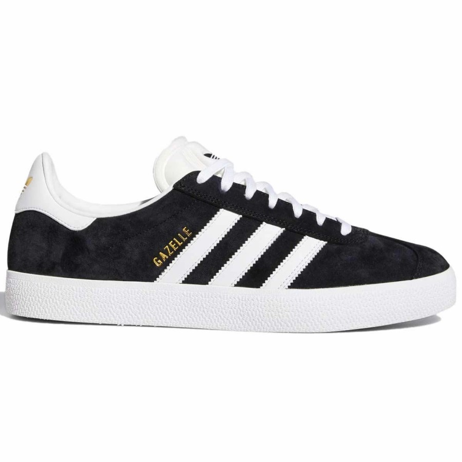 Shoes * | Adidas Gazell Adv Skate Shoes, Black/White/Gold