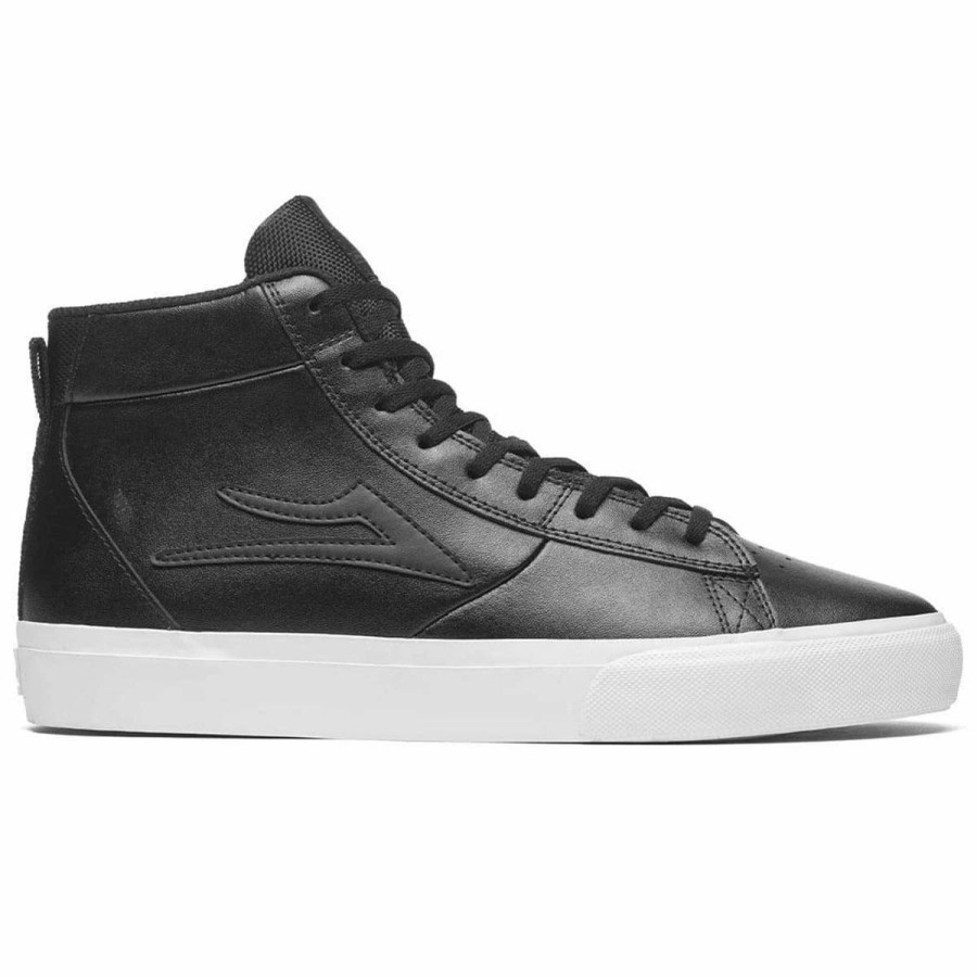 Shoes * | Lakai Newport Hi Skate Shoes, Black Leather