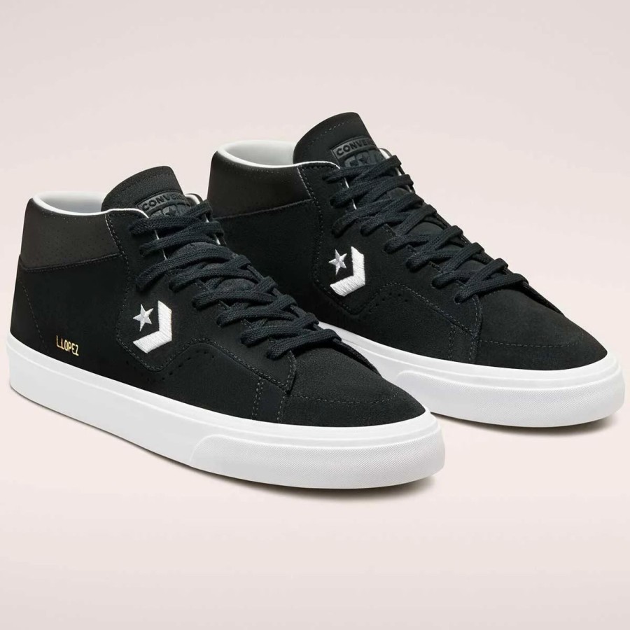 Shoes * | Converse Louie Lopez Pro Mid Skate Shoes, Black/Black/White