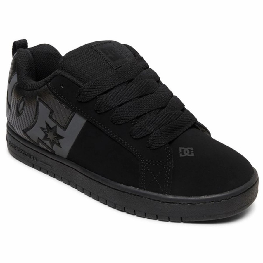 Shoes * | Dc Shoes Court Graffik Skate Shoes, Black/Black/Grey