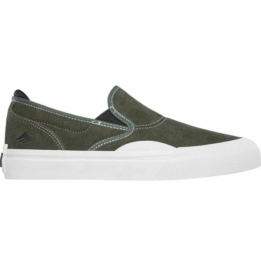 Shoes * | Emerica Wino G6 Slip-On Skate Shoes, Olive/White