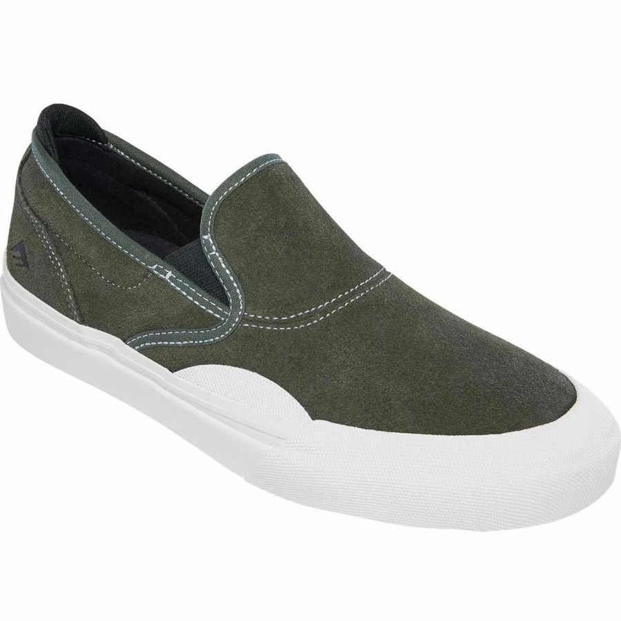 Shoes * | Emerica Wino G6 Slip-On Skate Shoes, Olive/White