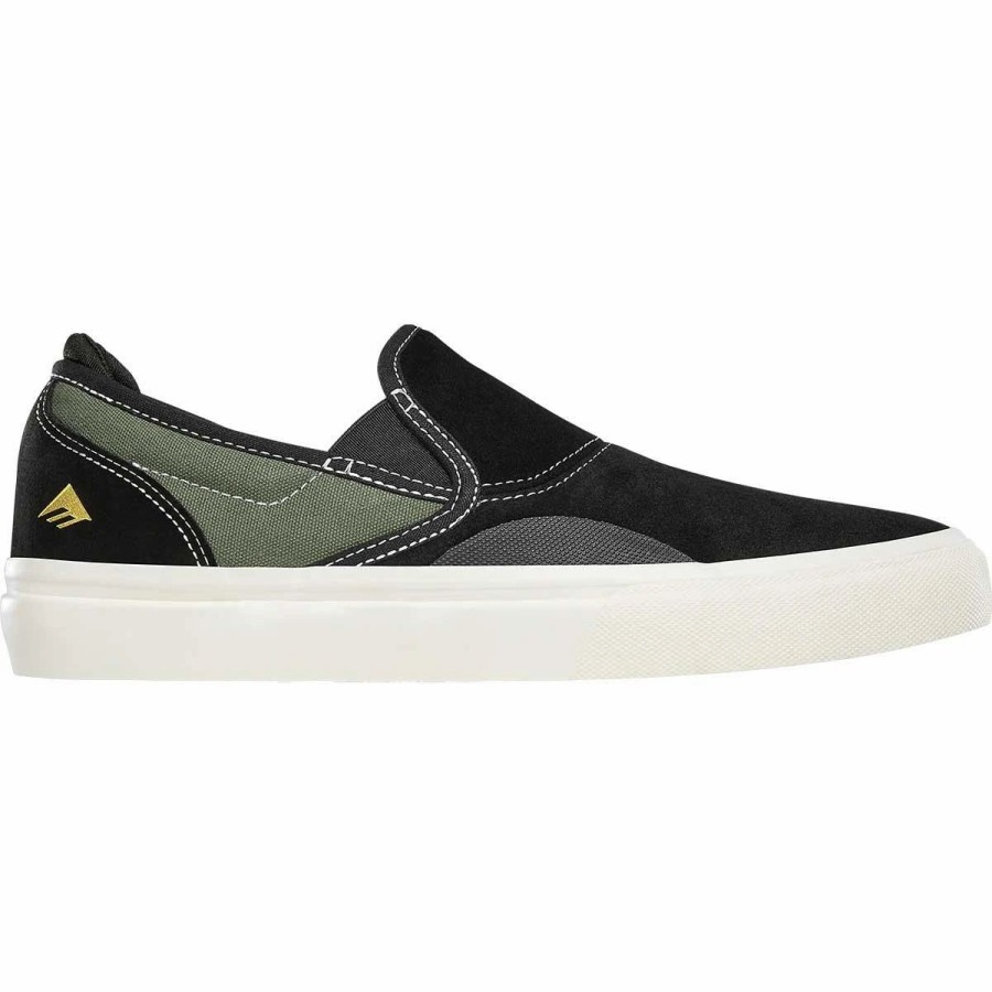 Shoes * | Emerica Wino G6 Slip-On Skate Shoes, Black/Olive