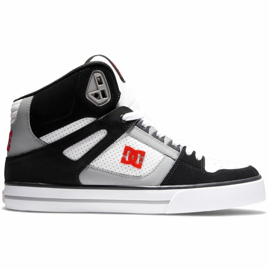 Shoes * | Dc Shoes Pure High-Top Skate Shoes, Black/White/Red