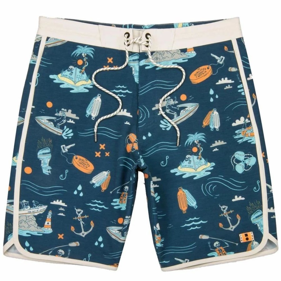 Bottoms * | Qualified Captain Tqc X Jetty Sandbar Hybrid Boardshorts, 19 -Indigo