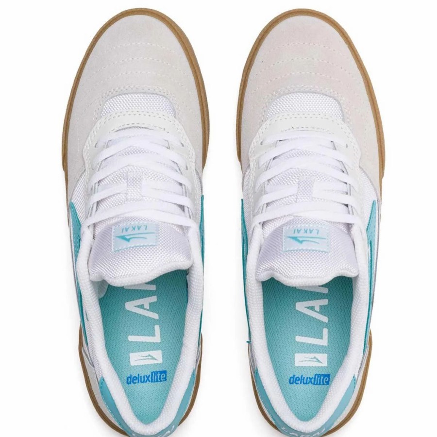 Shoes * | Lakai Cambridge Skate Shoes, White/Teal Suede-6