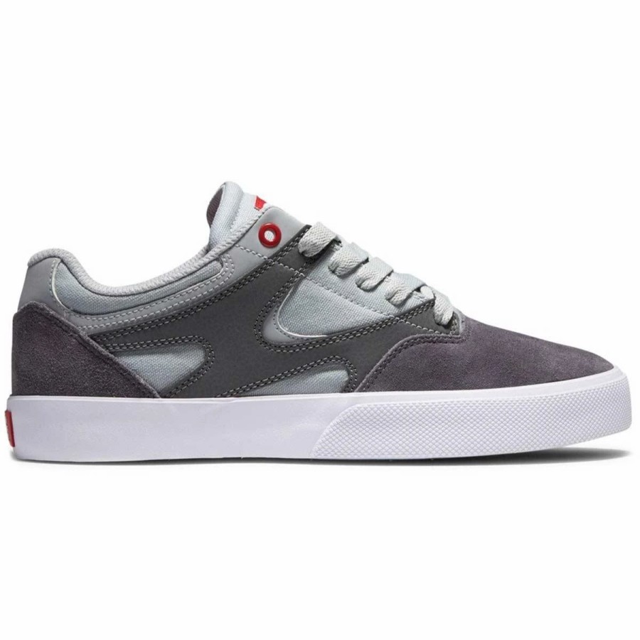 Shoes * | Dc Kalis Vulc Skate Shoes, Grey/Grey/Red-10.5