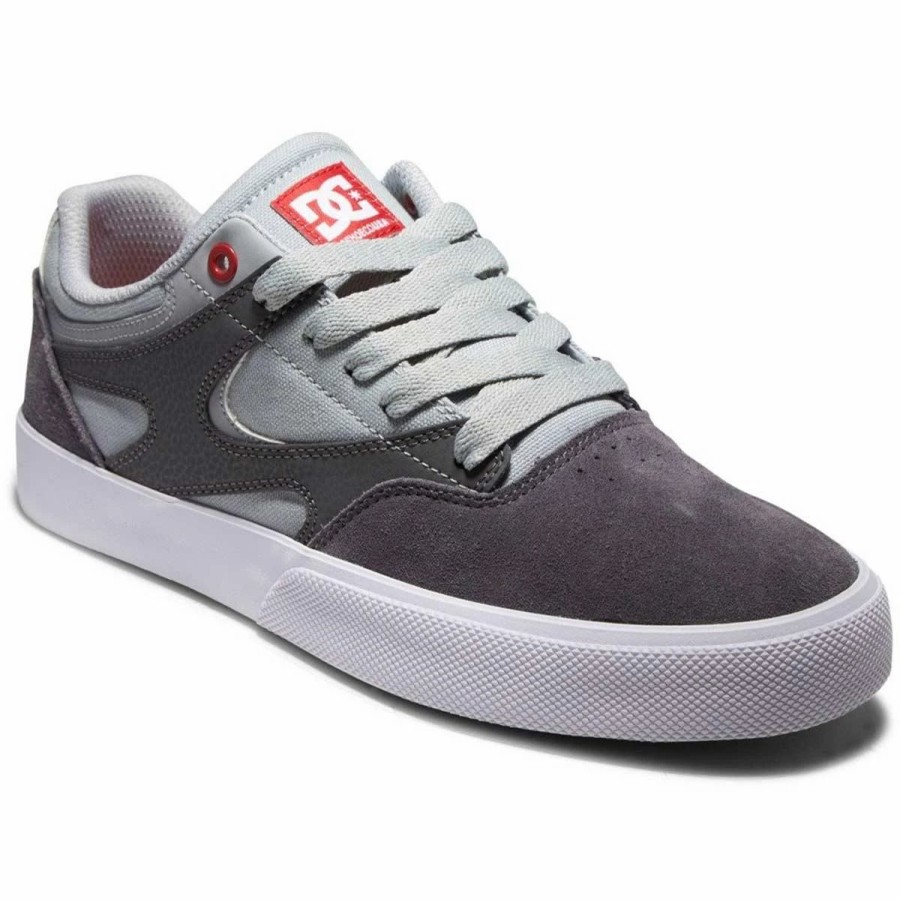 Shoes * | Dc Kalis Vulc Skate Shoes, Grey/Grey/Red-10.5